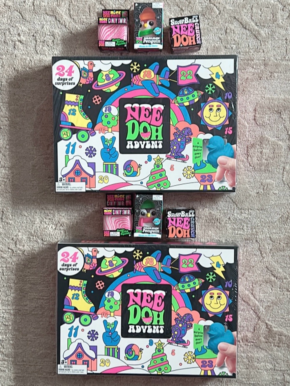 Needoh Advent Calendar Penguin Candy Cube Snowball Bundle